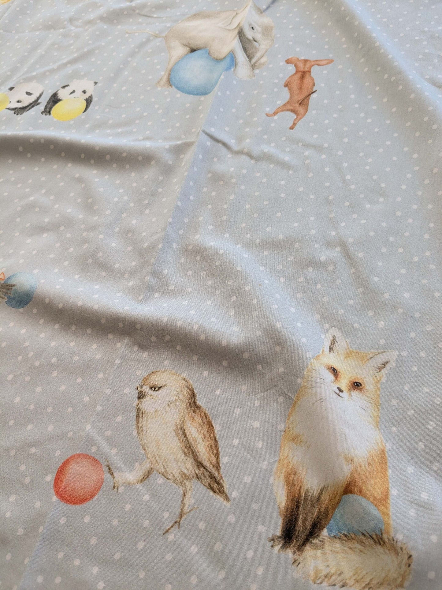 37 EV38  1.2y Scalamandre Christian Fischbacher Mignon Blue Multi Animals Birds Panda Cotton MSRP USD 300+/y