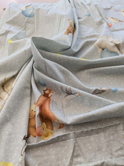 37 EV38  1.2y Scalamandre Christian Fischbacher Mignon Blue Multi Animals Birds Panda Cotton MSRP USD 300+/y