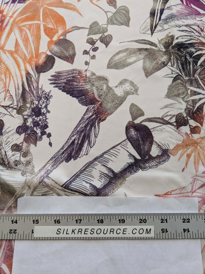 38 EV38 1.2y Fischbacher Benu Splash Citrus Berry Orange Pink Blue White Jungle Bird Floral Print Polyester MSRP USD 300+/y