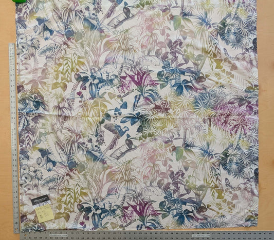 39 EV38 1.2y Christian Fischbacher Benu Splash Midnight Plum Jungle Bird Berry Purple Blue White Bird Floral Print Polyester MSRP USD 300+/y