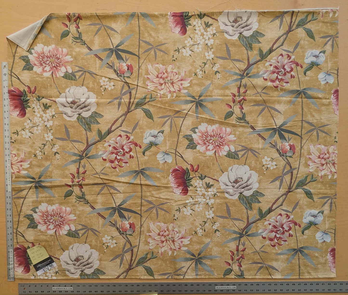 40 EV38 Scalamandre Lelievre  Printemps De Chine Yellow Gold Floral Tree Foliage Botanical 1.2y