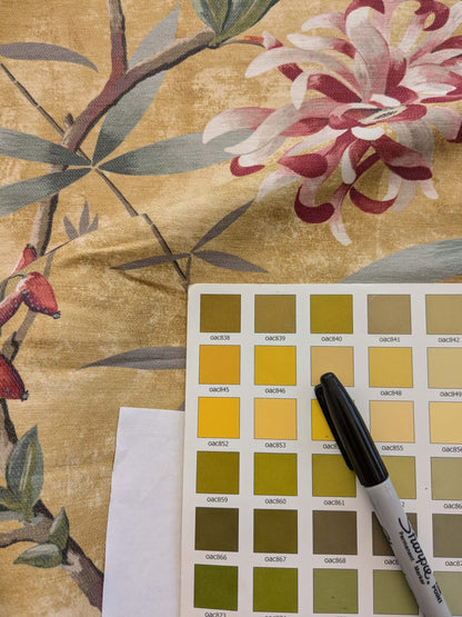 40 EV38 Scalamandre Lelievre  Printemps De Chine Yellow Gold Floral Tree Foliage Botanical 1.2y