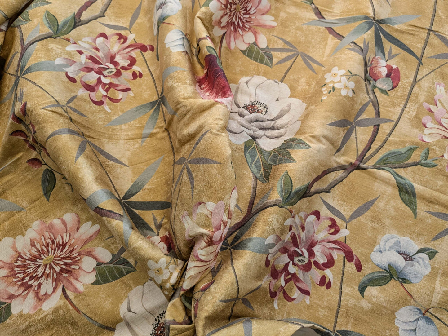 40 EV38 Scalamandre Lelievre  Printemps De Chine Yellow Gold Floral Tree Foliage Botanical 1.2y