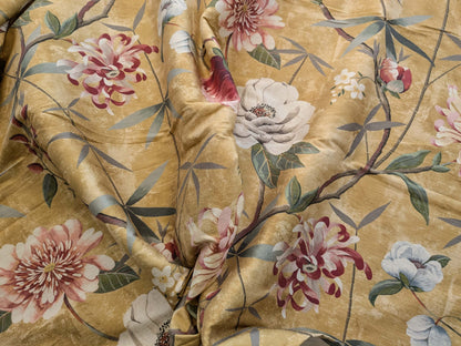 40 EV38 Scalamandre Lelievre  Printemps De Chine Yellow Gold Floral Tree Foliage Botanical 1.2y