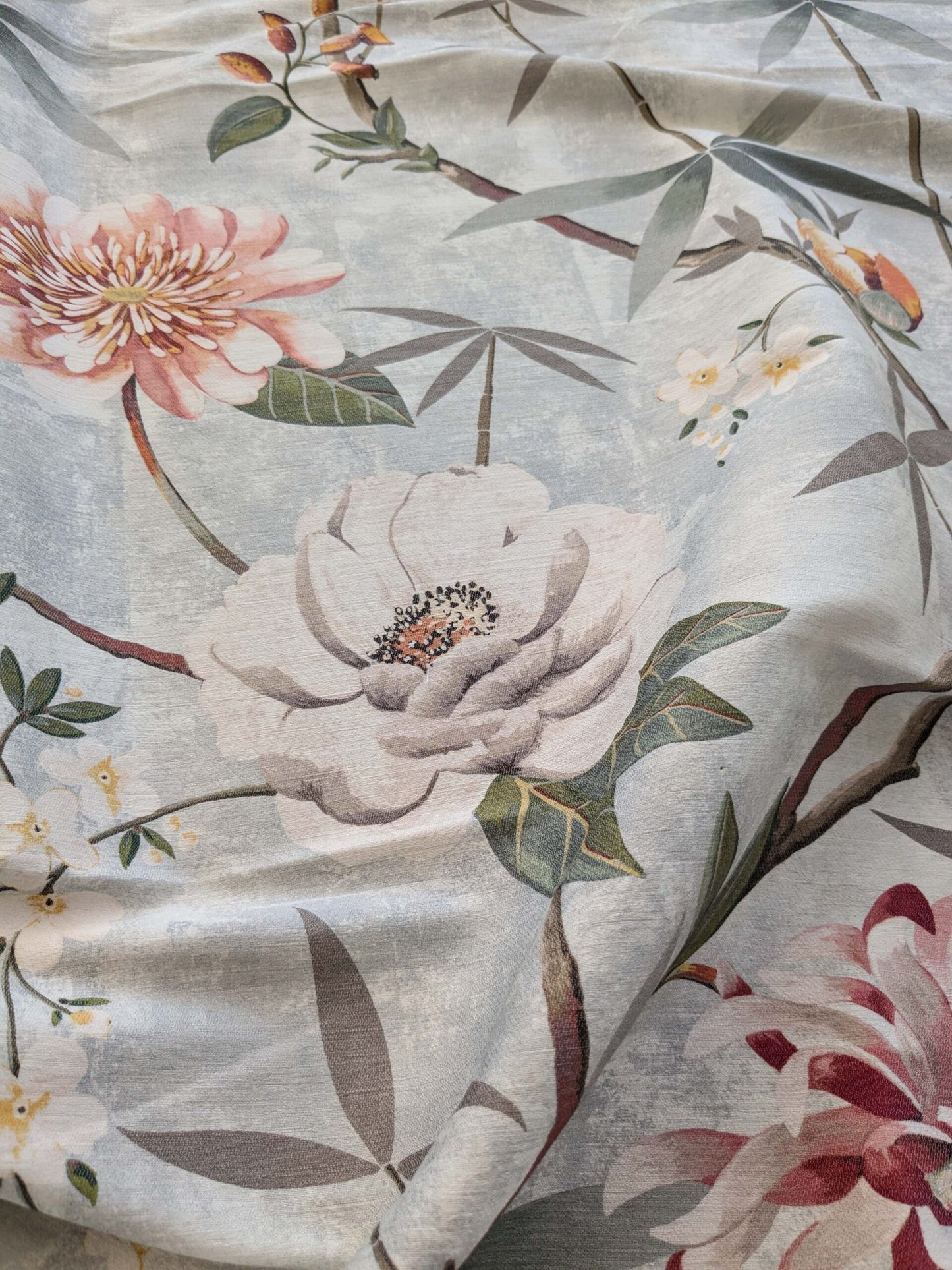 41 EV38 Scalamandre Lelievre  Printemps De Chine Blue Floral Tree Foliage Botanical 1.2y