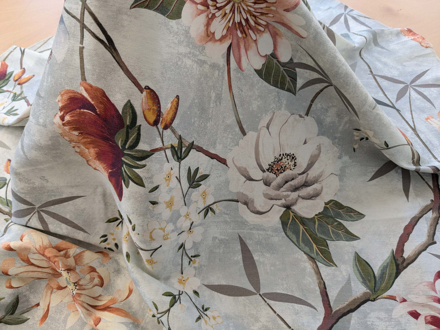 41 EV38 Scalamandre Lelievre  Printemps De Chine Blue Floral Tree Foliage Botanical 1.2y