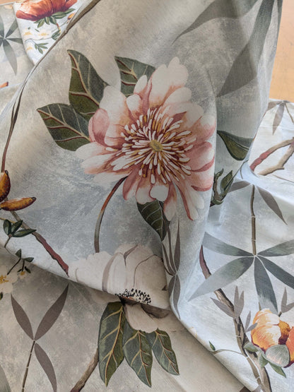 41 EV38 Scalamandre Lelievre  Printemps De Chine Blue Floral Tree Foliage Botanical 1.2y