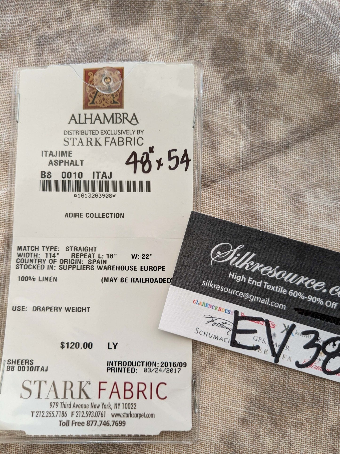 43 EV38 Scalamandre Alhambra Itajime Asphalt Linen Gray White Sheer Diamond 1.3y x 54"wide