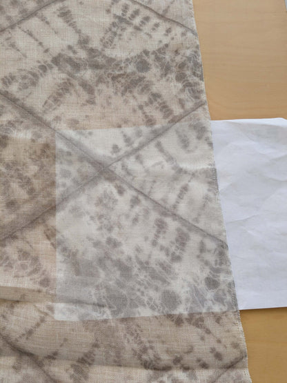 43 EV38 Scalamandre Alhambra Itajime Asphalt Linen Gray White Sheer Diamond 1.3y x 54"wide