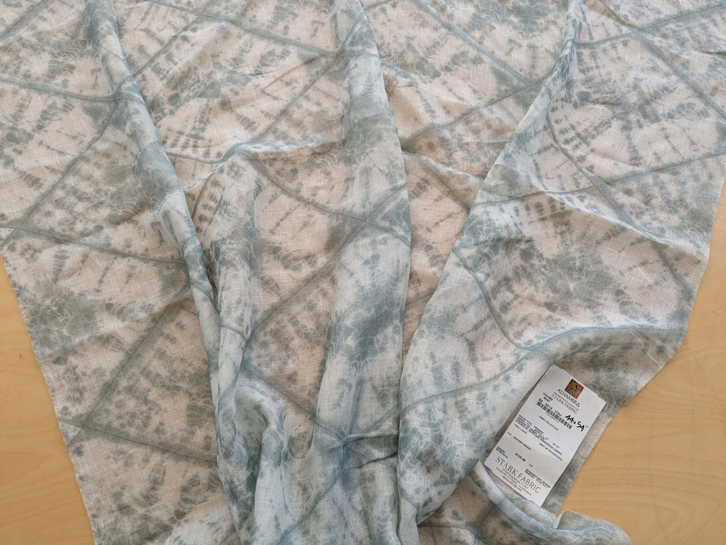 44 EV38 Scalamandre Alhambra Itajime Mint Linen Blue White Sheer Diamond 1.2y x 54"wide