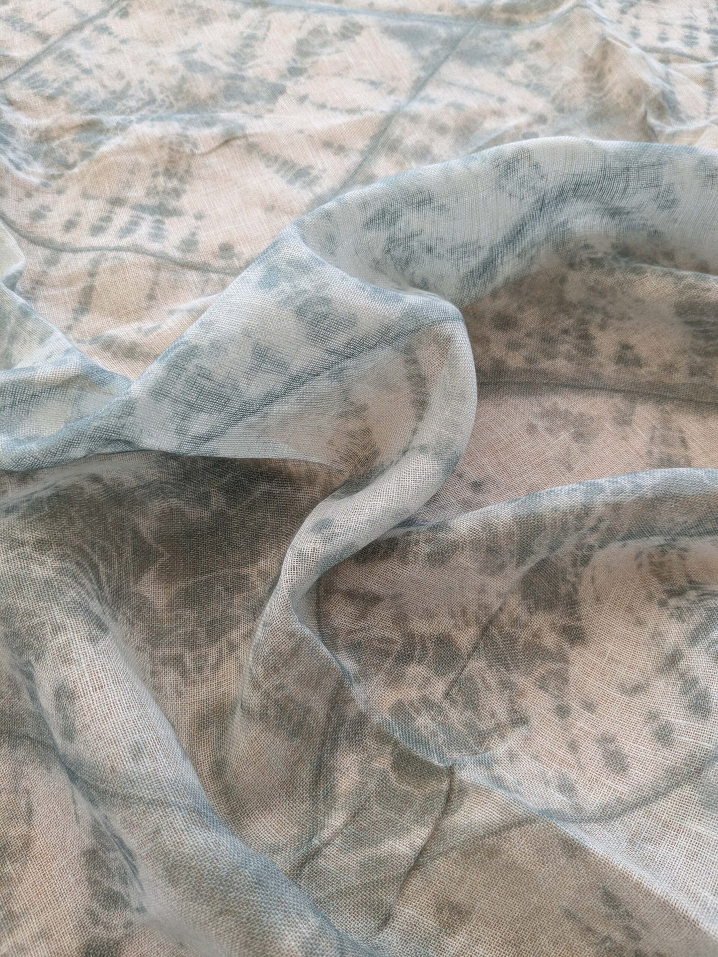 44 EV38 Scalamandre Alhambra Itajime Mint Linen Blue White Sheer Diamond 1.2y x 54"wide