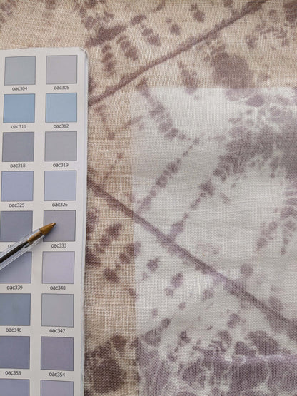 45 EV38 Scalamandre Alhambra Itajime Purple Linen White Sheer Diamond 33" x 54"wide