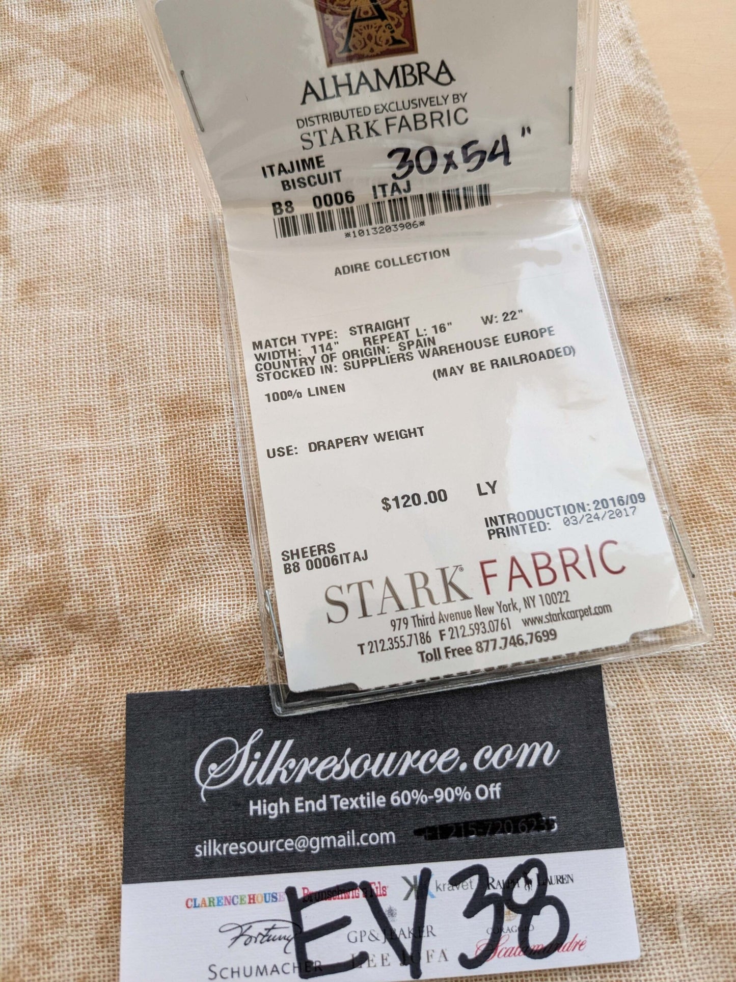 46 EV38 Scalamandre Alhambra Itajime Biscuit Light Beige Linen White Sheer Diamond 30" x 54"wide