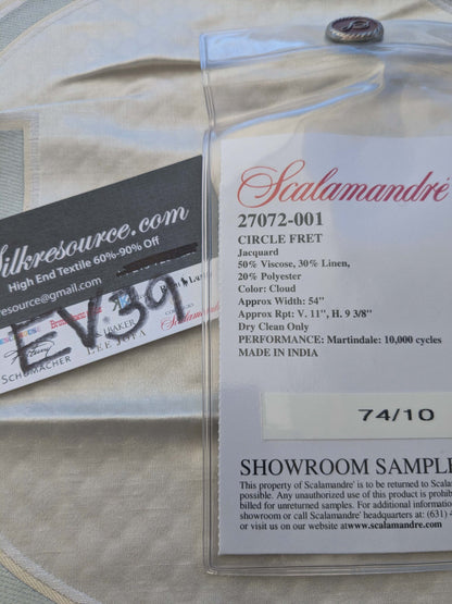 3 EV39 Scalamandre Circle Fret Cloud White Cream Jacquard Fretwork Lattice MSRP USD264/y 1.2y Minor Defect