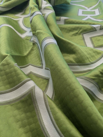 4 EV39 Scalamandre Circle Fret Absinthe Green Jacquard Fretwork Lattice MSRP USD264/y 1.2y