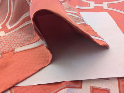 5 EV39 Scalamandre Circle Fret Coral Red White Jacquard Fretwork Lattice MSRP USD264/y 1.2y