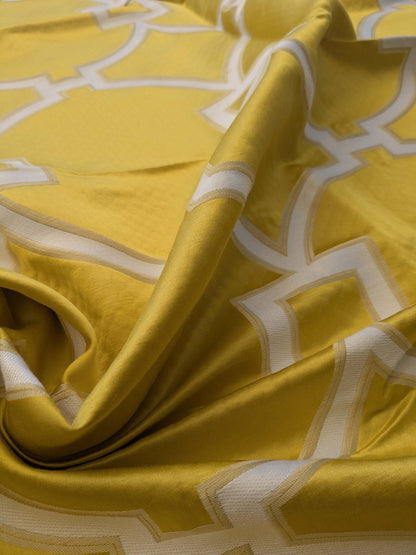 6 EV39 Scalamandre Circle Fret Forsythia White Jacquard Fretwork Lattice MSRP USD264/y 1.2y