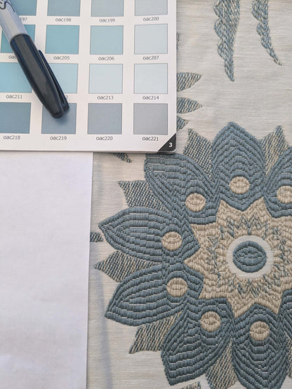 11 EV39 2.4y x 27.5" Scalamandre Spontani Opal Lisere Blue White Floral Botanical Large Pattern