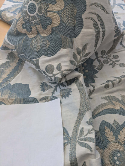 11 EV39 2.4y x 27.5" Scalamandre Spontani Opal Lisere Blue White Floral Botanical Large Pattern