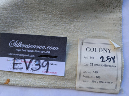 12 EV39 2.5y Scalamandre Colony Arancio Bordeaux Floral Botanical Orange Red Flower on Cream White