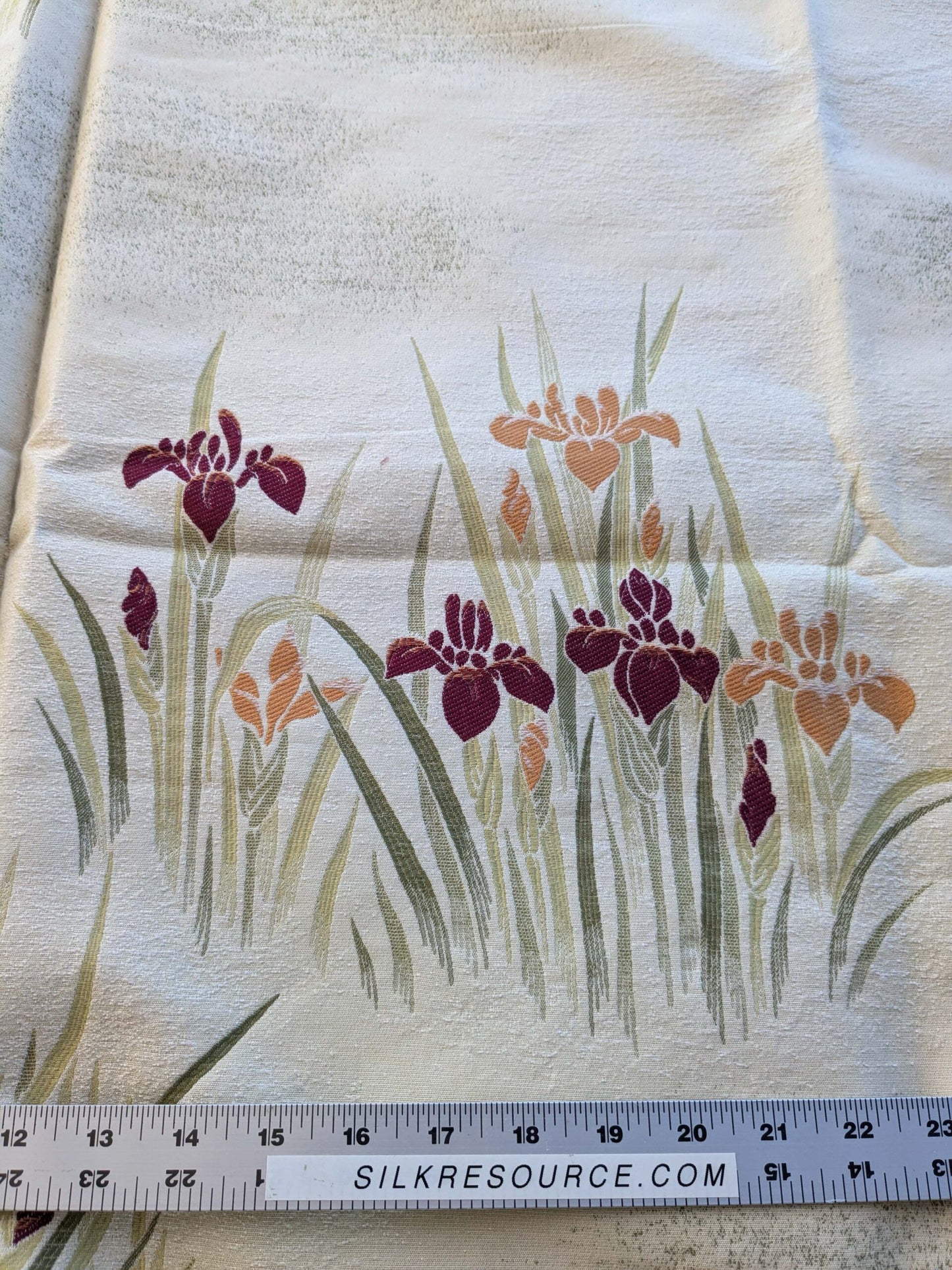 12 EV39 2.5y Scalamandre Colony Arancio Bordeaux Floral Botanical Orange Red Flower on Cream White