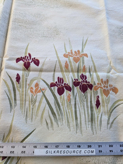 12 EV39 2.5y Scalamandre Colony Arancio Bordeaux Floral Botanical Orange Red Flower on Cream White