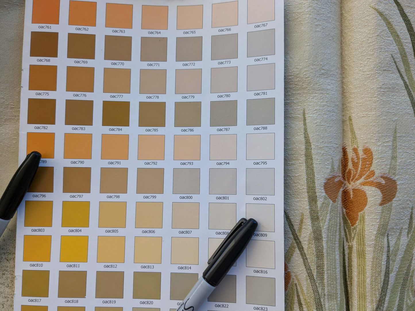 12 EV39 2.5y Scalamandre Colony Arancio Bordeaux Floral Botanical Orange Red Flower on Cream White