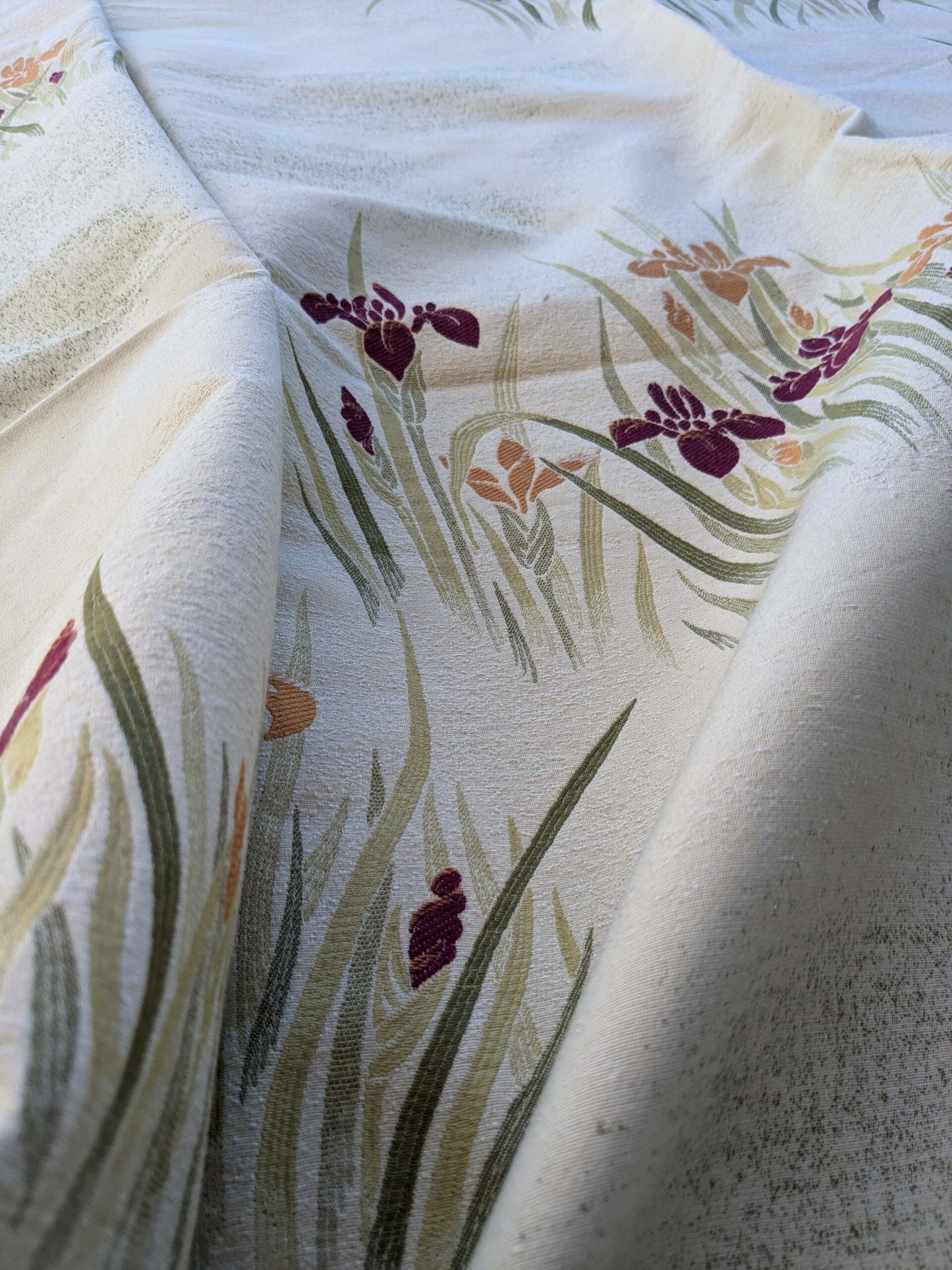 12 EV39 2.5y Scalamandre Colony Arancio Bordeaux Floral Botanical Orange Red Flower on Cream White