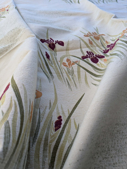 12 EV39 2.5y Scalamandre Colony Arancio Bordeaux Floral Botanical Orange Red Flower on Cream White