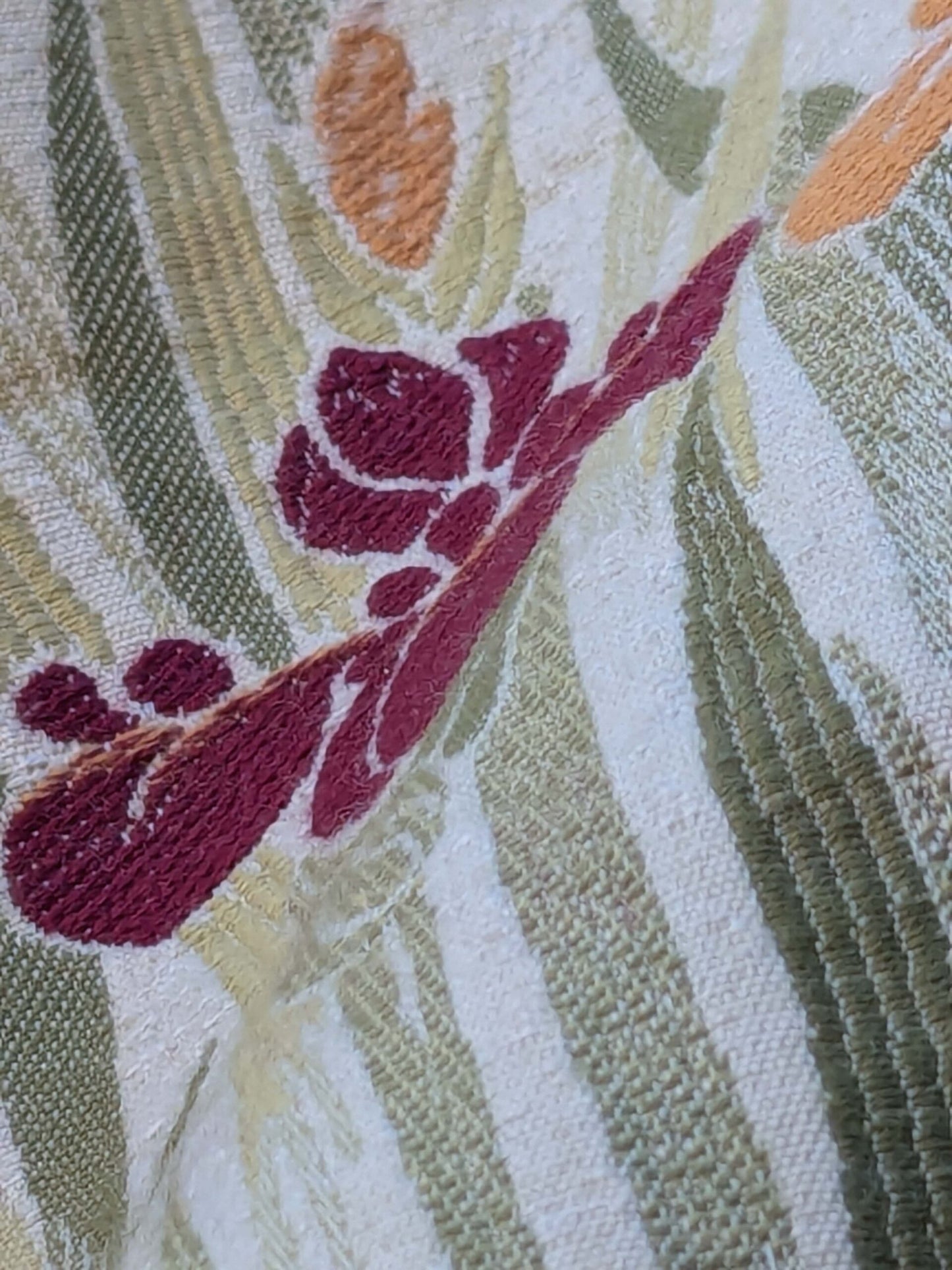 12 EV39 2.5y Scalamandre Colony Arancio Bordeaux Floral Botanical Orange Red Flower on Cream White