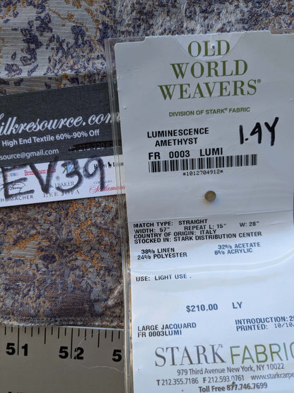 14 EV39 1.4y Scalamandre Old World Weavers Luminescence Amethyst Large Jacquard Abstract Gray MSRP USD 452/y