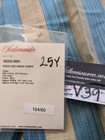 15 EV39 2.5y Scalamandre Fleur Des Indes Stripe Blue Beige