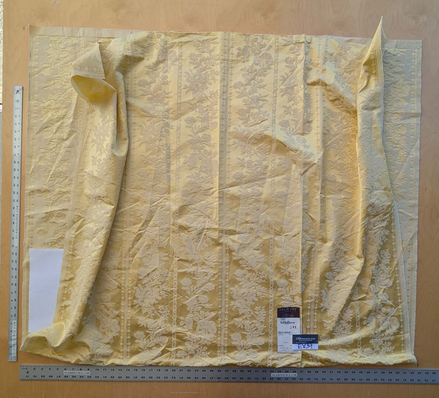17 EV39 2.4y Scalamandre Lelievre VALOGNES JAUNE Yellow damask French Neoclassical Floral Stripe MSRP USD500+/Yard