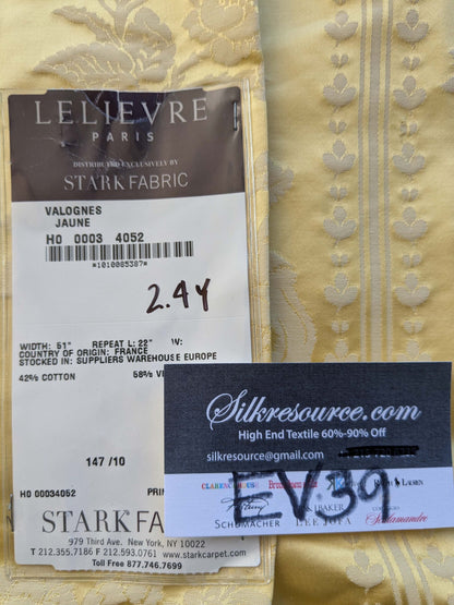 17 EV39 2.4y Scalamandre Lelievre VALOGNES JAUNE Yellow damask French Neoclassical Floral Stripe MSRP USD500+/Yard