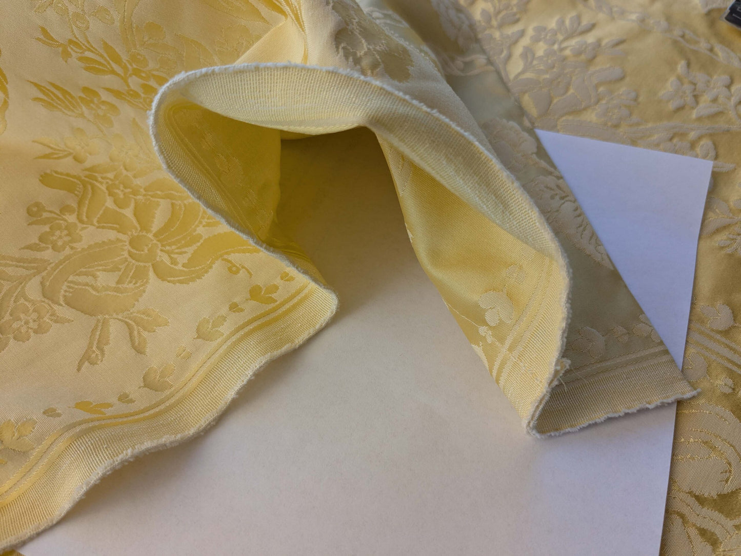 17 EV39 2.4y Scalamandre Lelievre VALOGNES JAUNE Yellow damask French Neoclassical Floral Stripe MSRP USD500+/Yard