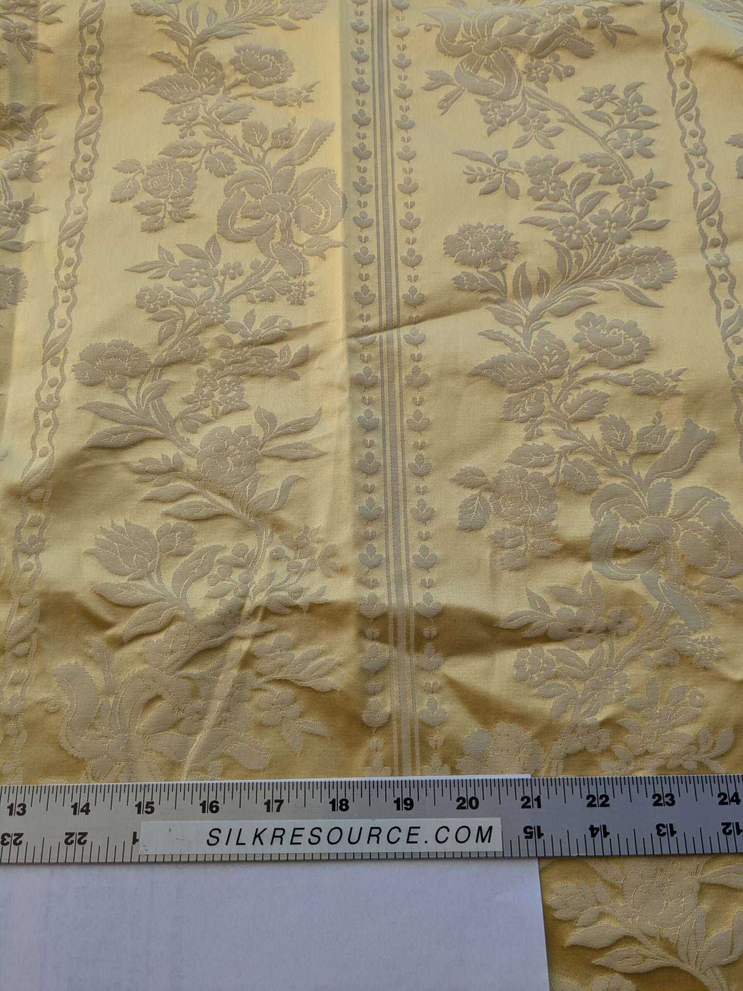 17 EV39 2.4y Scalamandre Lelievre VALOGNES JAUNE Yellow damask French Neoclassical Floral Stripe MSRP USD500+/Yard