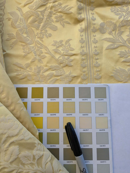 17 EV39 2.4y Scalamandre Lelievre VALOGNES JAUNE Yellow damask French Neoclassical Floral Stripe MSRP USD500+/Yard