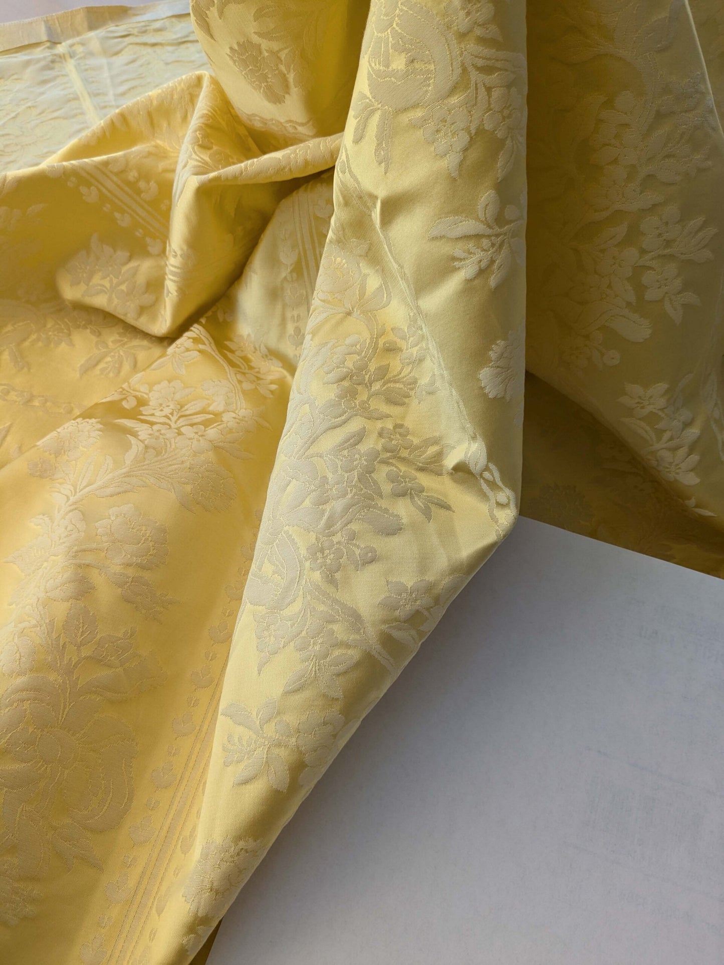 17 EV39 2.4y Scalamandre Lelievre VALOGNES JAUNE Yellow damask French Neoclassical Floral Stripe MSRP USD500+/Yard