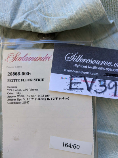 19 EV39 2.4y Scalamandre Petite Fleur Strie Blue Damask  Floral Cotton Viscose Solid