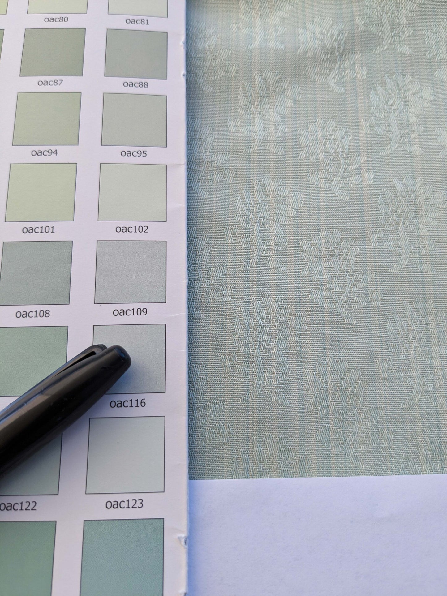 18 EV39 2.4y Scalamandre Petite Fleur Strie Sky Damask Gray Floral  Cotton Viscose Solid