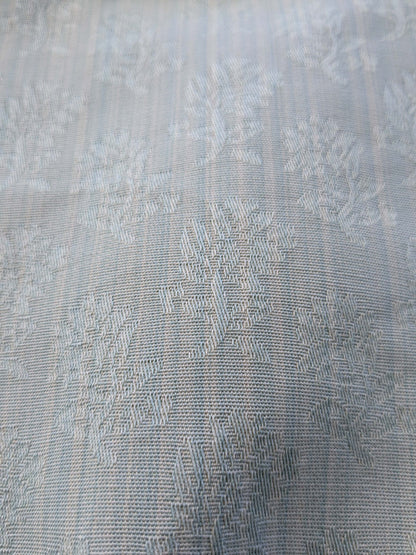 18 EV39 2.4y Scalamandre Petite Fleur Strie Sky Damask Gray Floral  Cotton Viscose Solid