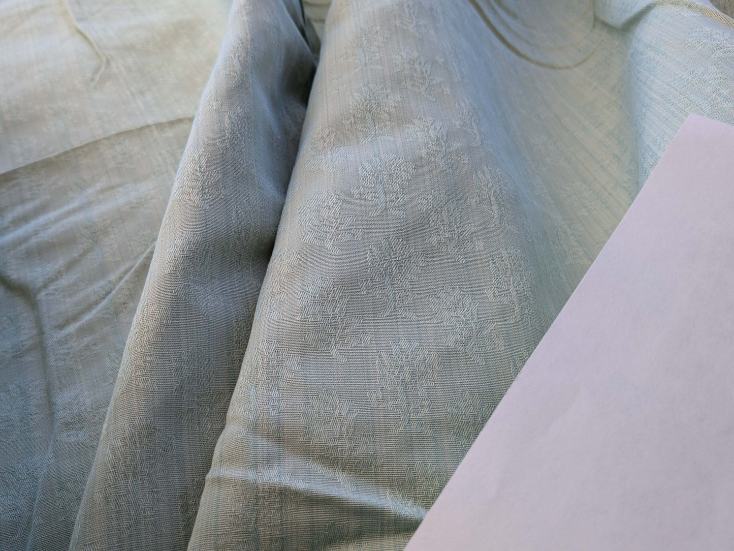 18 EV39 2.4y Scalamandre Petite Fleur Strie Sky Damask Gray Floral  Cotton Viscose Solid