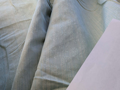 18 EV39 2.4y Scalamandre Petite Fleur Strie Sky Damask Gray Floral  Cotton Viscose Solid