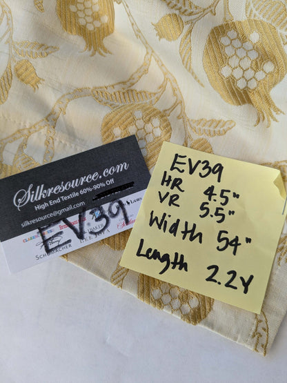 22 EV39 2yards Colony Melograno Coordinato Gold Beige Floral Lampas Fruits Upholstery fabric