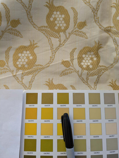 22 EV39 2yards Colony Melograno Coordinato Gold Beige Floral Lampas Fruits Upholstery fabric