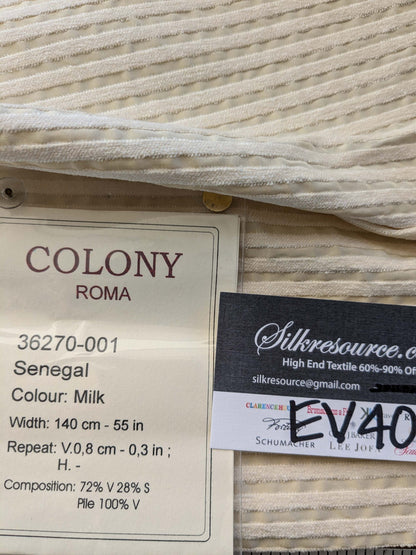 1 EV40 2.2 yards x 54" Scalamandre Colony Roma Senegal Milk Cream White Stripe Small Scale MSRP USD 330/y
