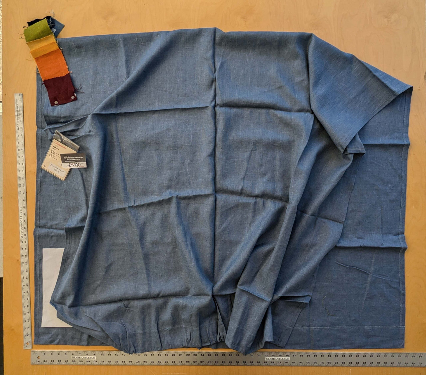 2 EV40 2.4 yards x 54" Scalamandre Ankara Solid Avio Blue Viscose Linen