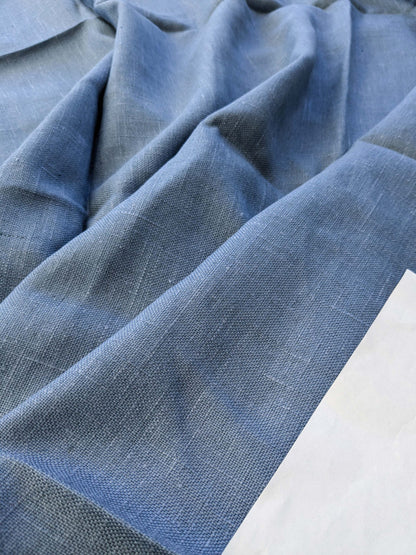 2 EV40 2.4 yards x 54" Scalamandre Ankara Solid Avio Blue Viscose Linen