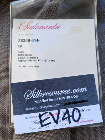 3 EV40 2.4 x 54"w yards Scalamandre ISI Marrone Brown Solid Linen MSRP USD138/y