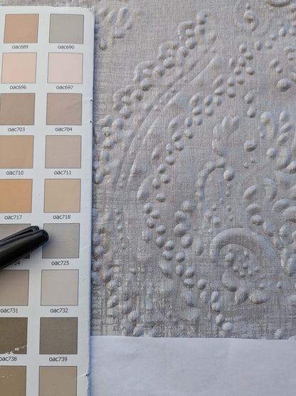 4 EV40 2.4 yards x 54"  Scalamandre Jacquard Gray Medallion Art Deco Pebbled Raised Abstract